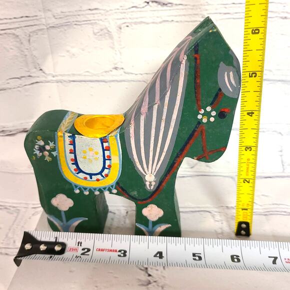 Handcrafted Set/3 Vintage Wooden Dala Horse Candleholders-Chinese Folk Art Décor - Picture 10 of 10